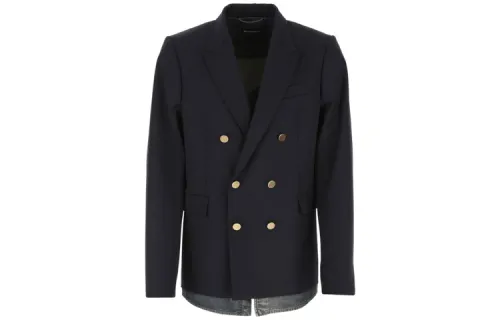 Balenciaga Business Suits Men's Dark Blue Suit Collar Moderate Business Suit