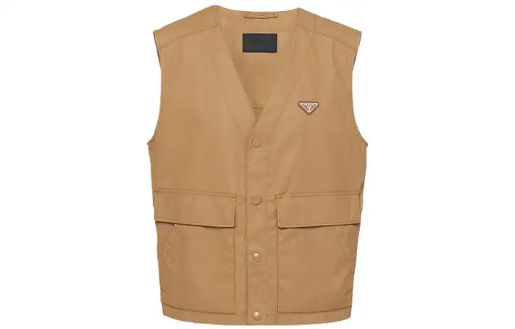 PRADA Vests Men's Tobacco V Neck Moderate Workwear