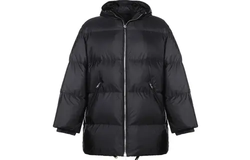 PRADA Down Jackets Men's Black Hooded Moderate