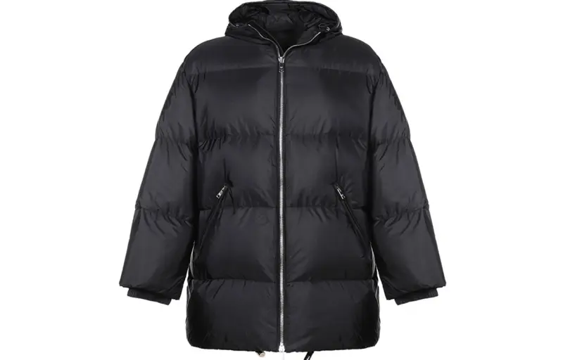 PRADA Down Jackets Men's Black Hooded Moderate