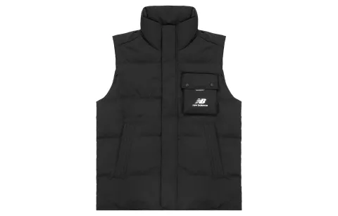 New Balance Down Vests Unisex Black Stand Collar Moderate Other