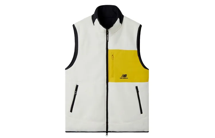 New Balance Vests Men's White Stand Collar Moderate Straight Fit