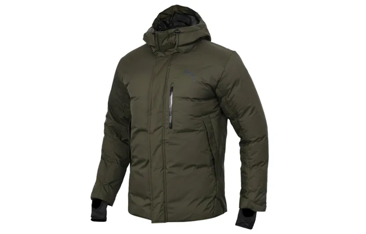 PUMA Down Jackets Men's Army Green Hooded Thickened Other