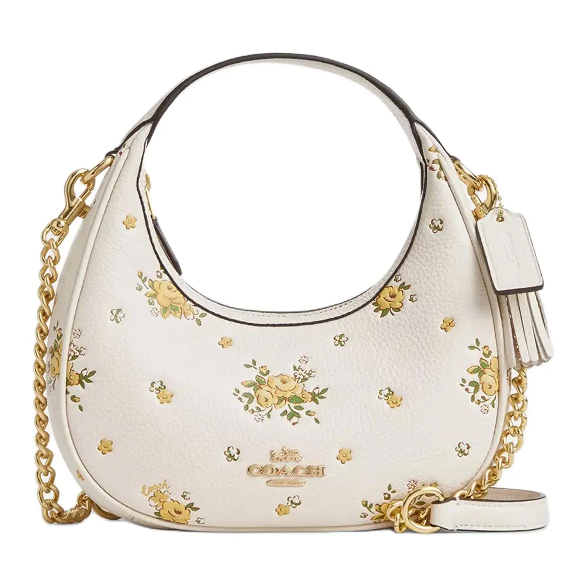 COACH CARMEN Leather Shoulder Bag, Crossbody Bag, Handbag Small Women's White