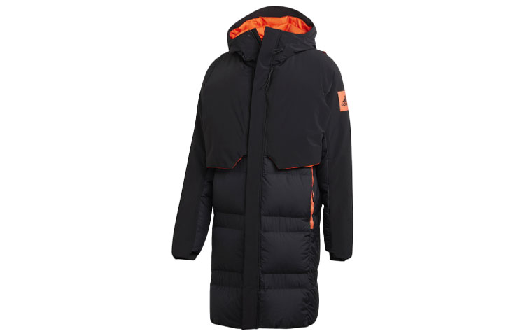 Adidas, keep warm removable double-sided sports retroreflective vest, long winter black down jacket, mid-length