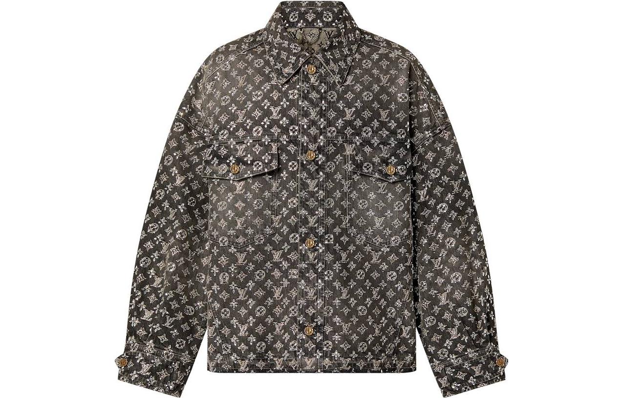 Lv Made To Order Embroidered Monogram Denim Overshirt