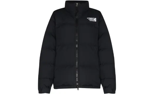 Vetements FW21 Letter Solid Color Stand Collar Down Jacket Unisex Black