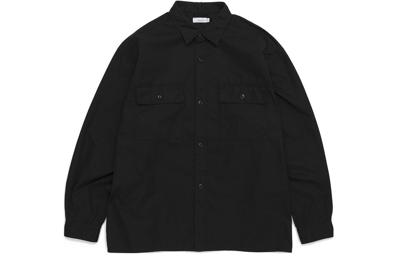 Мужская куртка nanamica Shirt Jacket (однотонная) — Морской синий — фото 8