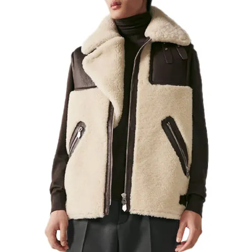 HERMES Vests Men's Ecru Lapel Moderate Other