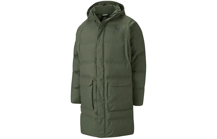 PUMA Teamliga Down Jackets Men's Jasper Hooded Thickened Quilted Down Jacket