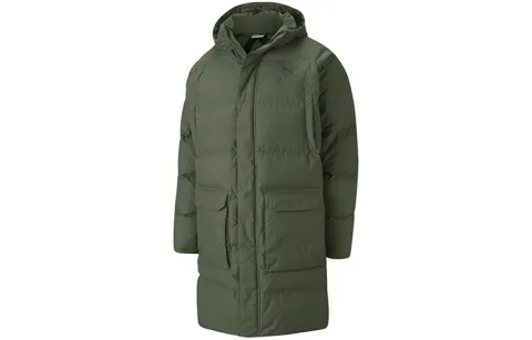 PUMA Teamliga Down Jackets Men's Jasper Hooded Thickened Quilted Down Jacket