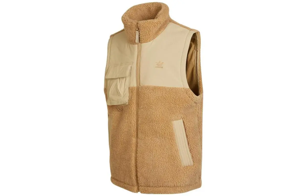 Adidas Originals Vests Men's Khaki Stand Collar Moderate Other