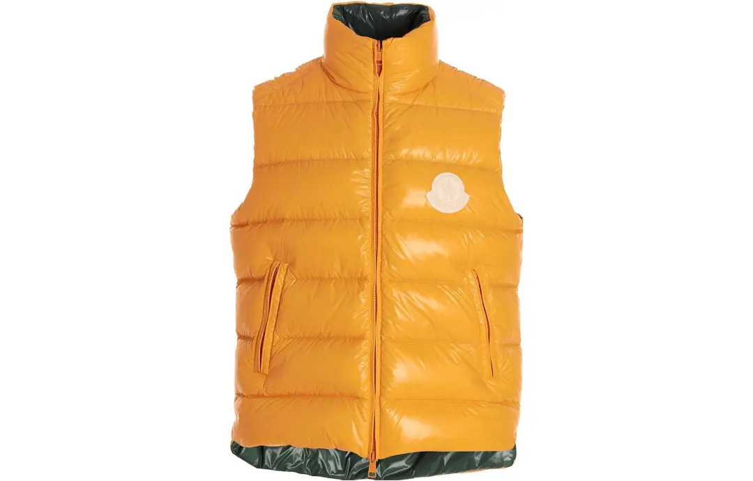 Moncler Down Vests Unisex Yellow Stand Collar Moderate