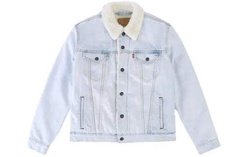 Levis Fleece Lined Casual Denim Jacket Men's Light Blue