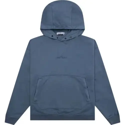 Stone Island button-fastening logo-embroidered hoodie