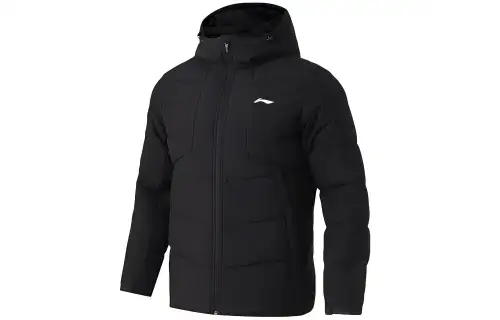 Li Ning Down Jackets Men's Standard Black Hooded Thickened