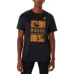 ASICS T Shirts Men's Black Crew Neck Moderate Straight Fit