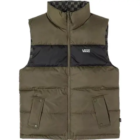 Vans Down Vests Unisex Army Green Stand Collar Moderate Workwear