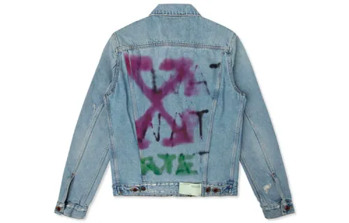 OFF WHITE Slim Bleached Denim Jacket