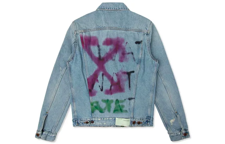 OFF WHITE Slim Bleached Denim Jacket