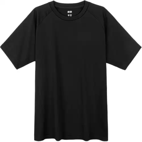 UNIQLO T Shirts Men's Black Crew Neck Moderate