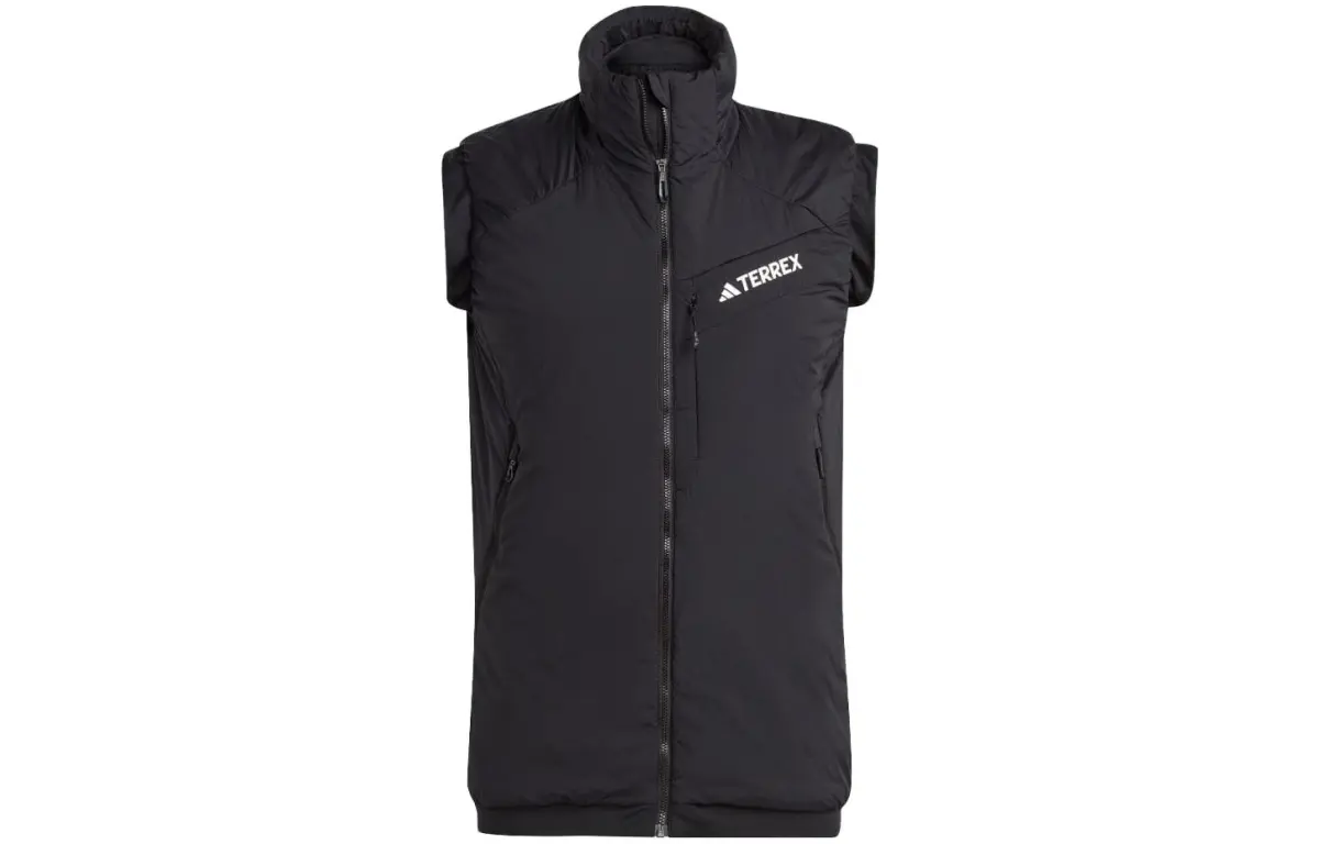 Adidas Vests Men's Black Stand Collar Moderate Straight Fit