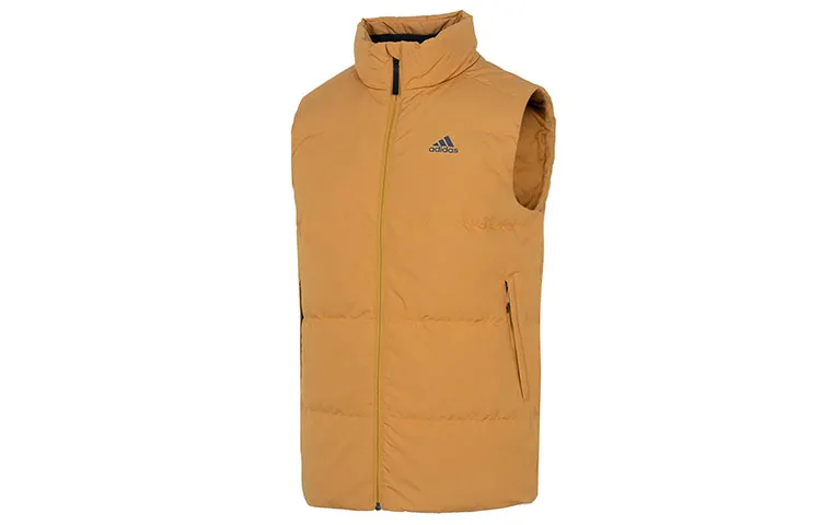 Adidas Down Vests Men's Brown Stand Collar Moderate Other