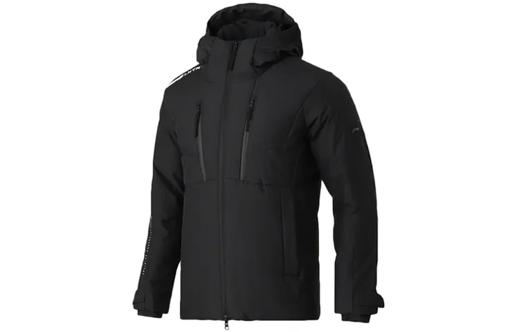 Li Ning Down Jackets Men's New Standard Black Hooded Thickened