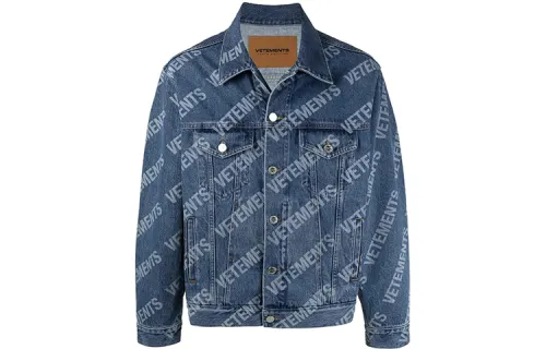 Vetements Denim Jackets Unisex Blue Lapel Moderate Straight Fit