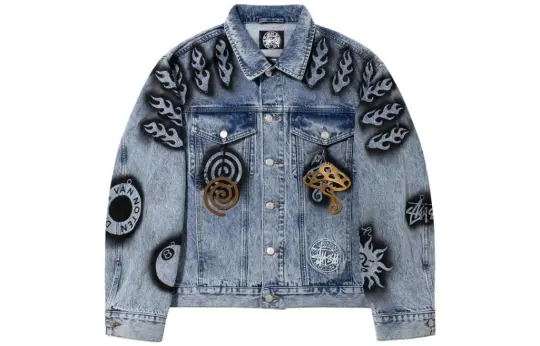 Stussy X Dries Van Noten Hand Stencilled Denim Jacket