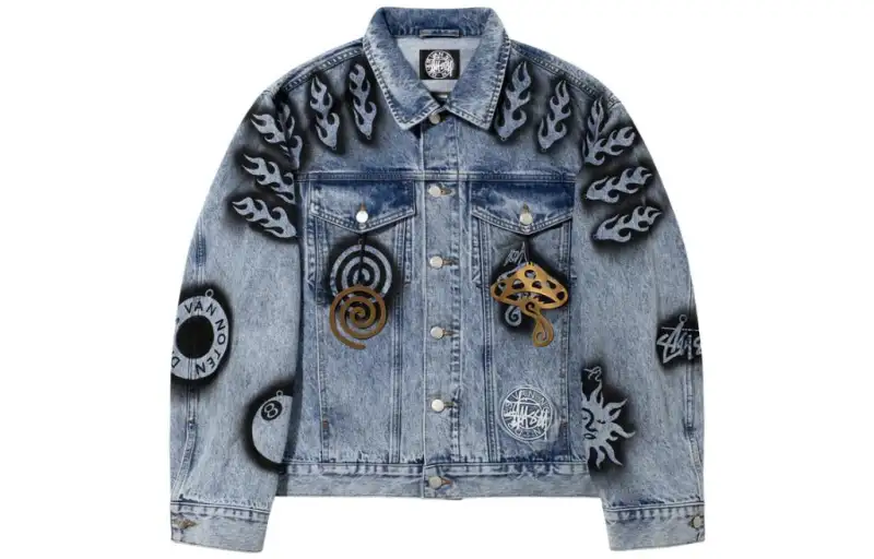 Stussy X Dries Van Noten Hand Stencilled Denim Jacket
