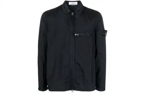 STONE ISLAND SS23 Nylon Meta Jackets Men's Black Crew Neck Moderate Other