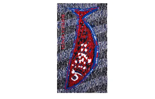 Bottega Veneta Printed Pattern Knit Scarves Men's Red/Blue