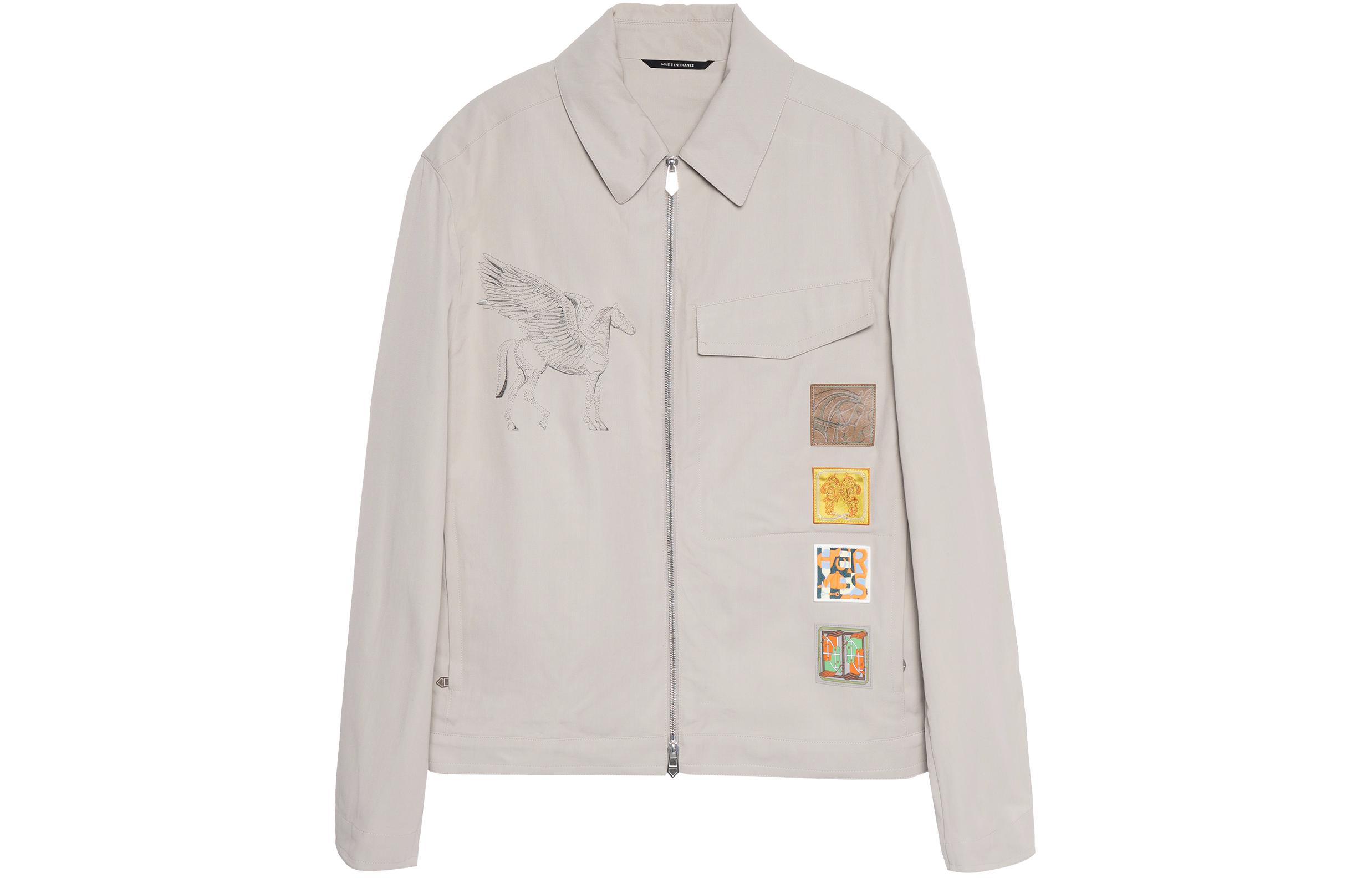HERMES /Hermès SS23 animal print shirt jacket for men, light gray