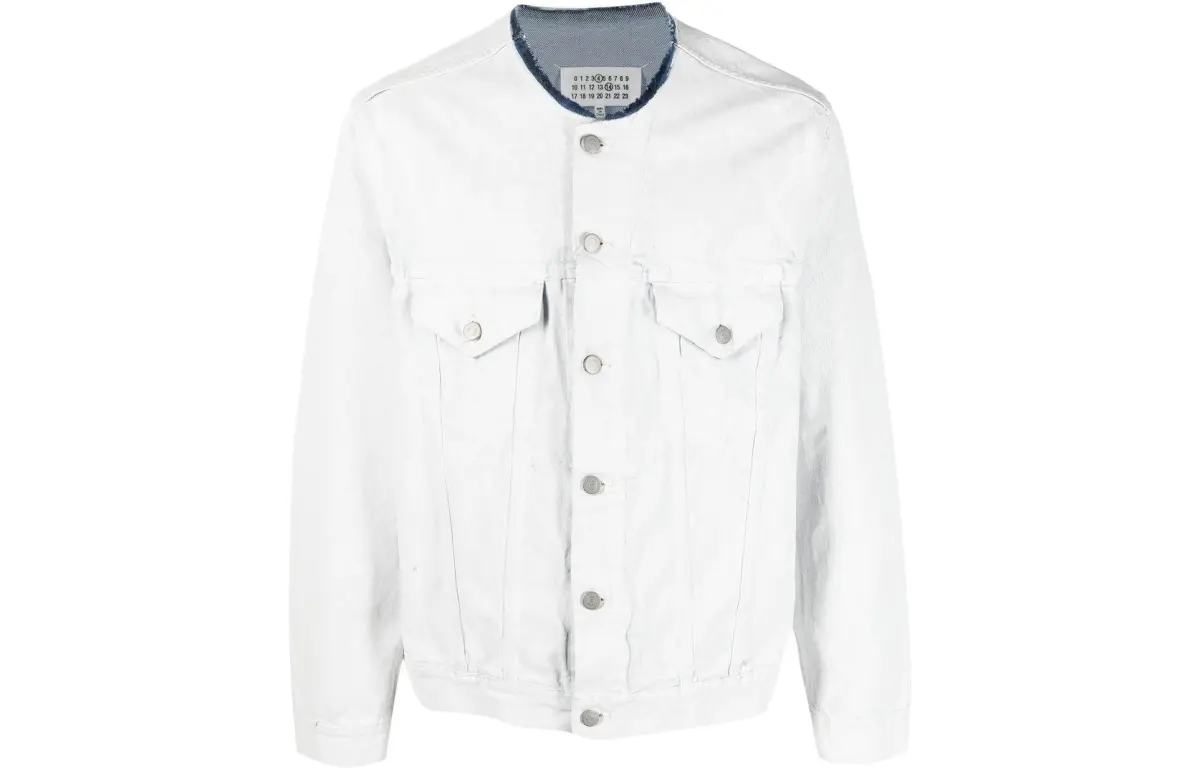 Maison Margiela Painted Collarless Denim Jacket