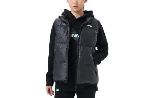 Li Ning Down Vests Unisex Black Stand Collar Thickened Other