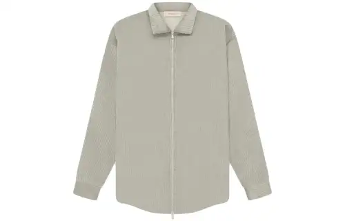 Fear of God Essentials SS23 Corduroy Shirt Jacket Seal solid color zipper corduroy plus velvet lapel shirt American heavy jacket jacket men's seal gray