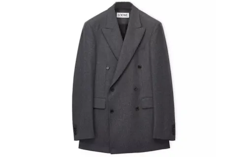 LOEWE SS23 Business Suits Men's Light Gray Suit Collar Moderate