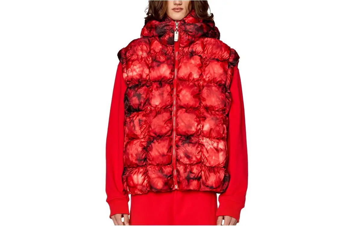 DIESEL Vests Men's Red Stand Collar Moderate Other