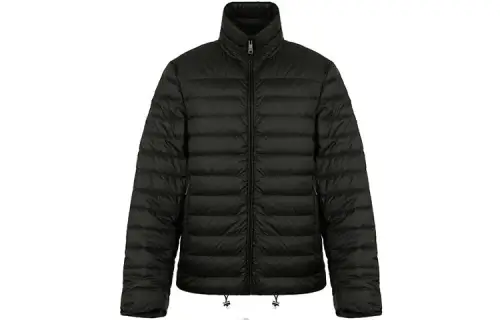 PRADA Solid Color Stand Collar Thin Down Jacket Men's Black