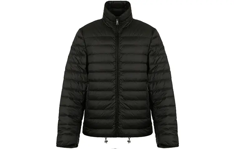PRADA Solid Color Stand Collar Thin Down Jacket Men's Black