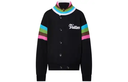 LOUIS VUITTON x Tyler Embroidered Knitted Wool Long Sleeved Jacket Jackets & Coats Men's Black