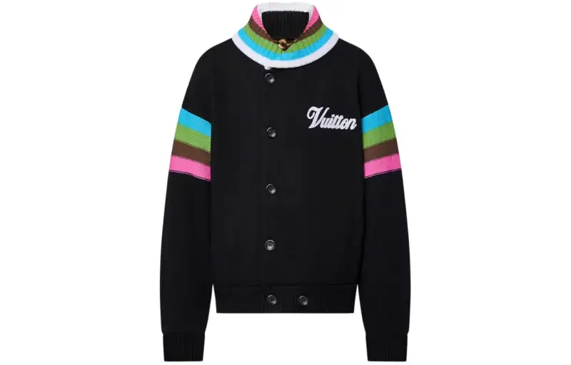 LOUIS VUITTON x Tyler Embroidered Knitted Wool Long Sleeved Jacket Jackets & Coats Men's Black
