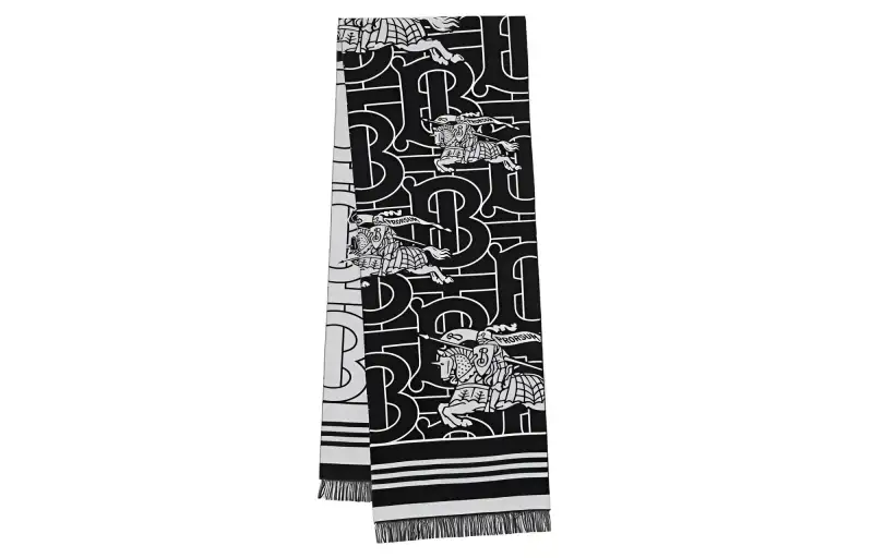 Burberry Knit Scarves Men's Black