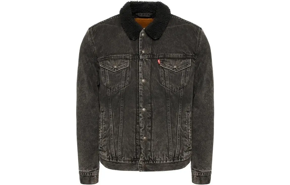 Levi's Denim Jackets Men's Black Lapel Moderate Straight Fit