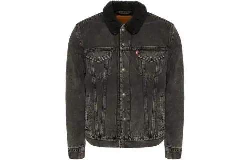 Levis Denim Jackets Men's Black Lapel Moderate Straight Fit