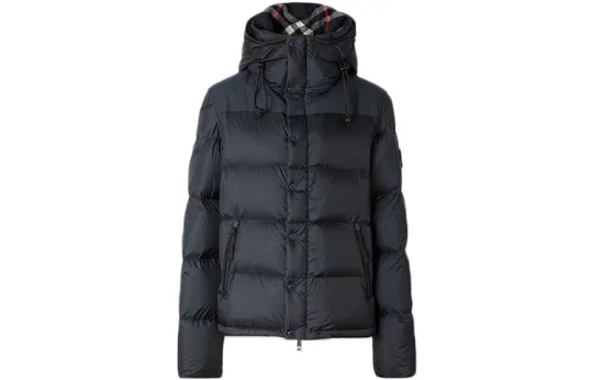 Burberry Men Classic Detachable Sleeve Hooded Down Jacket Navy Blue