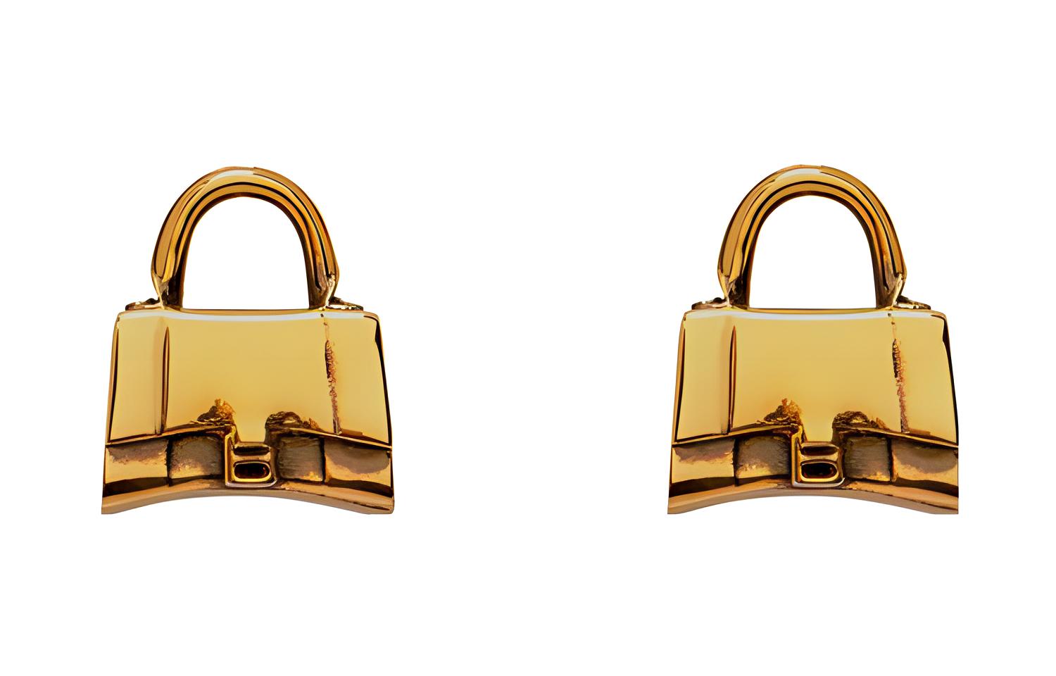 Женские серьги Balenciaga BAG XS STUD EARRINGS (золотые)