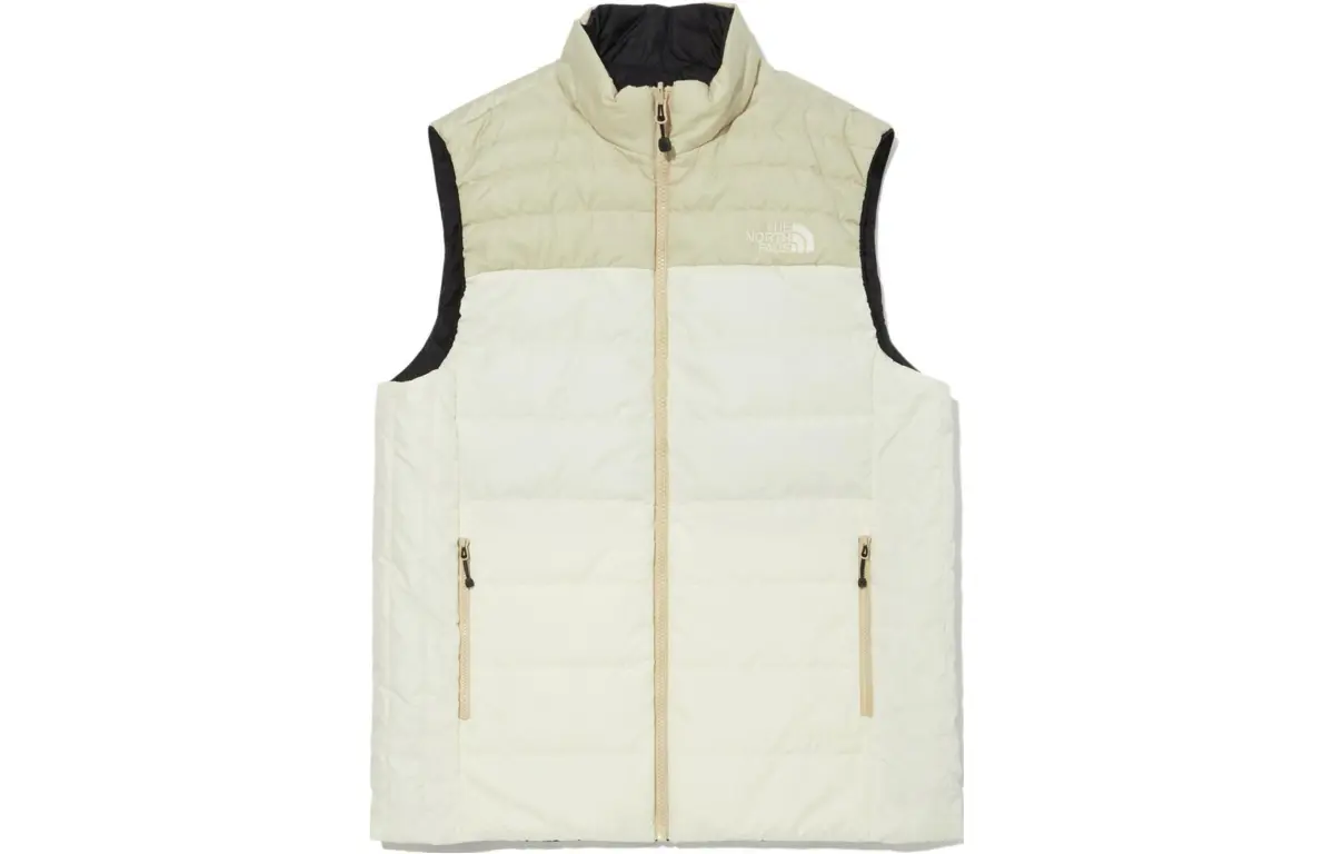 THE NORTH FACE Nuptse Vests Men's Cream Stand Collar Thickened Other