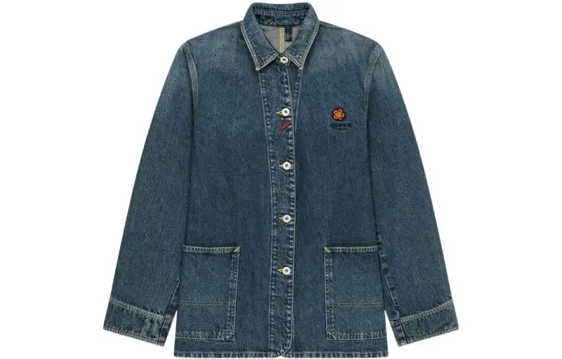 pouch-pocket denim shirt jacket
